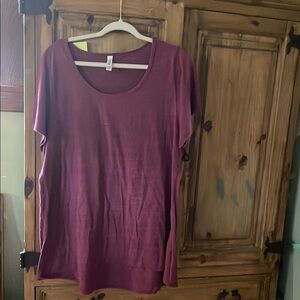 LuLaRoe Red and Purple Relaxed Short Sleeve Tee
